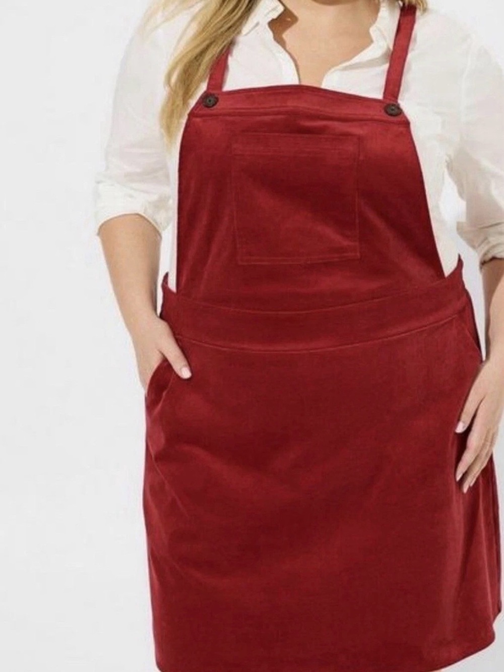 TORRID Mini Corduroy Skirtall Overall BIb Skirt Jumper Red Maroon 1 1X
